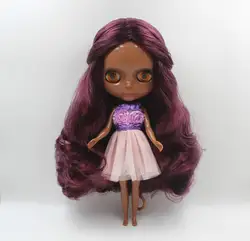 Blyth кукла Blygirl виноград фиолетовые волосы глубокий черный тело Обнаженная Кукла тело 7 шарнир тело DIY кукла может заменить кожу головы новая