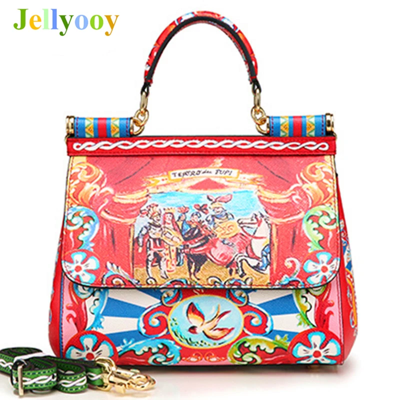 

Famous Designer Luxury Brand Sicily Fashion Printed Genuine Leather Platinum Bag Handbag Lady Messenger Shoulder Bags Sac A Main