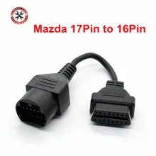 Para mazda 17pin a 16pin obd2 obd ii cabo conector do cabo para mazda 17 pinos conectar adaptador