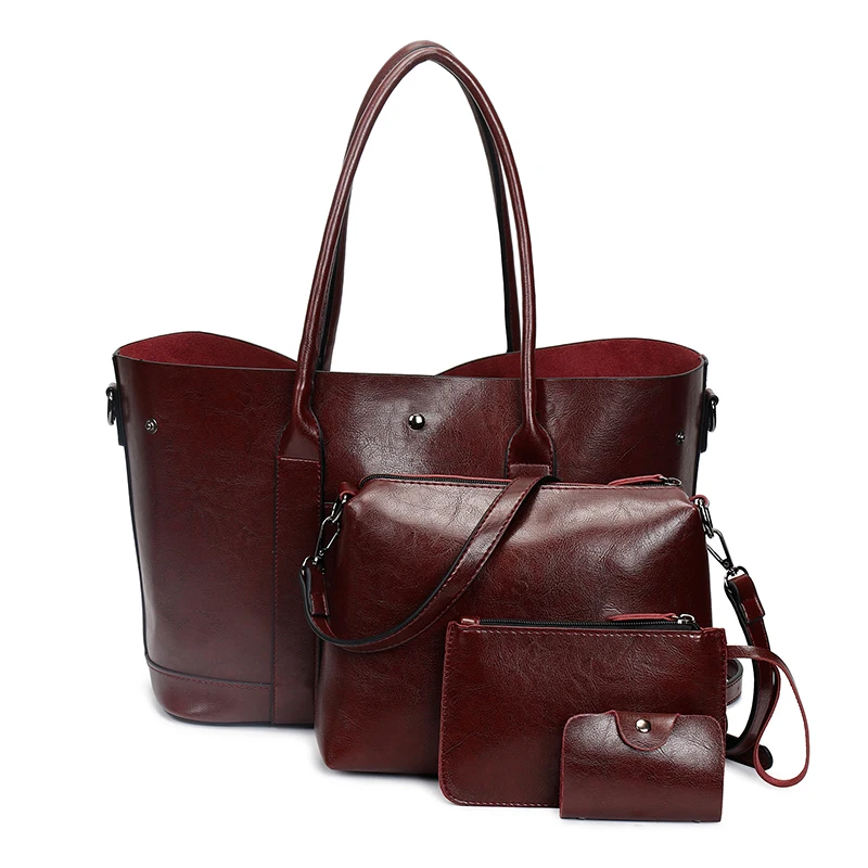 

YOUR MOON 2018 New Vintage Woman Shoulder Bag Mother Son crossbody Clutch Bag For Women 4PCset PU leather High Quality handbags