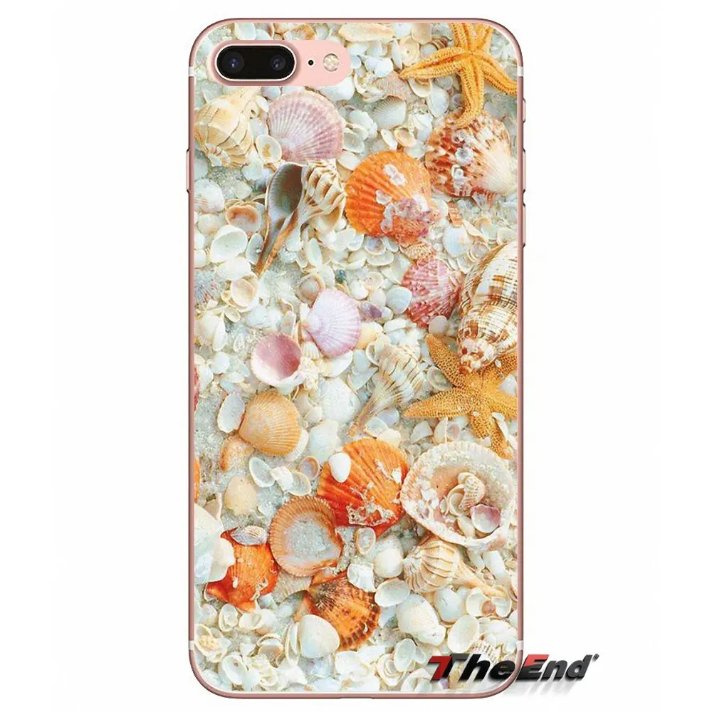 Мягкий чехол для Samsung Galaxy S3 S4 S5 MINI S6 S7 edge S8 Plus Note 2 3 4 5 Grand Core Prime pastel Beach sea Shell Морская