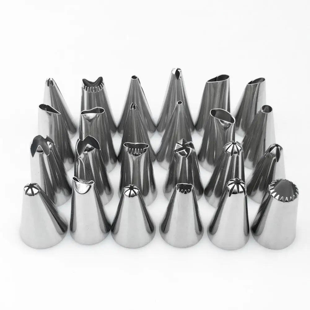 

Waasoscon 24pcs/set Stainless Steel Cake Piping Nozzles Pastry Tips DIY Cake Decorating Tool Mouth Cream Device Fancy Bakeware