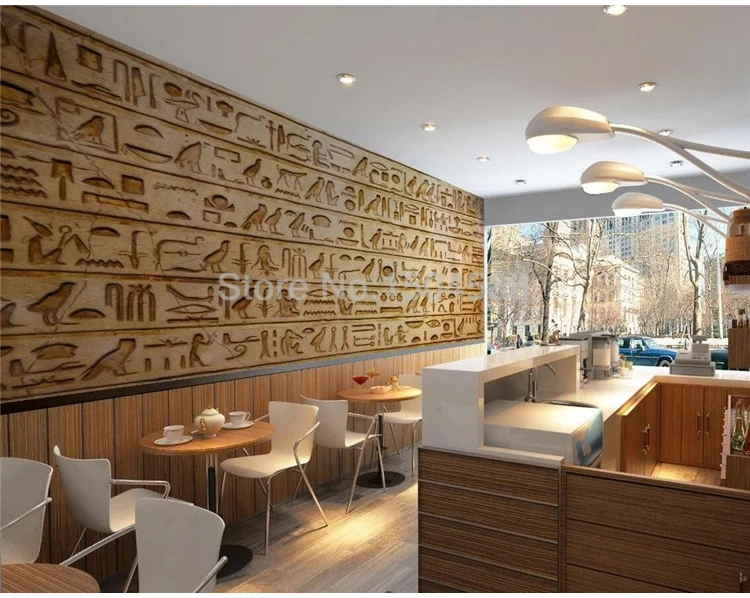 retro, clássico, pictográfico murais, restaurante, café fundo, decoração da parede, afrescos