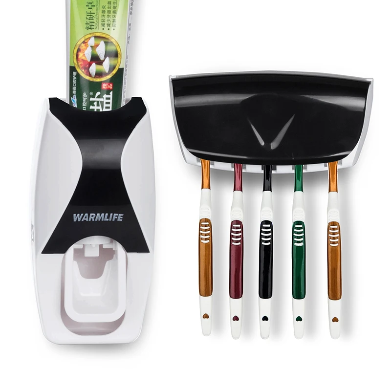 

Brand Warmlife Home Bathroom Household Automatic Auto Toothpaste Dispenser Family Pack Anti-Dust Tooth Brush Holder Wholesales