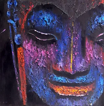 

Buddha Face Purple/Blue Hand-Painted Oil Painting on Canvas