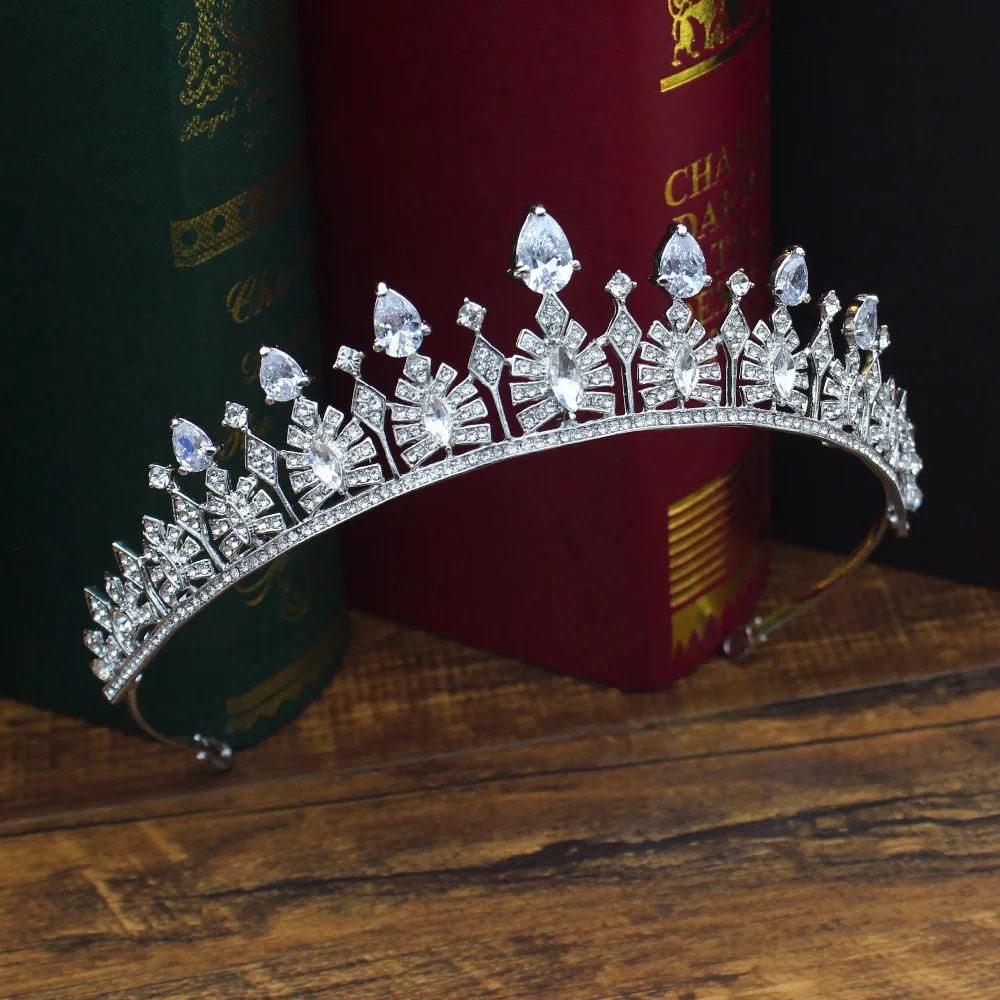 

Sparkling Zircon Wedding Bridal Tiara Crown Bride Headbands Women Prom Diadem Hair Ornaments Wedding Head Jewelry Accessories
