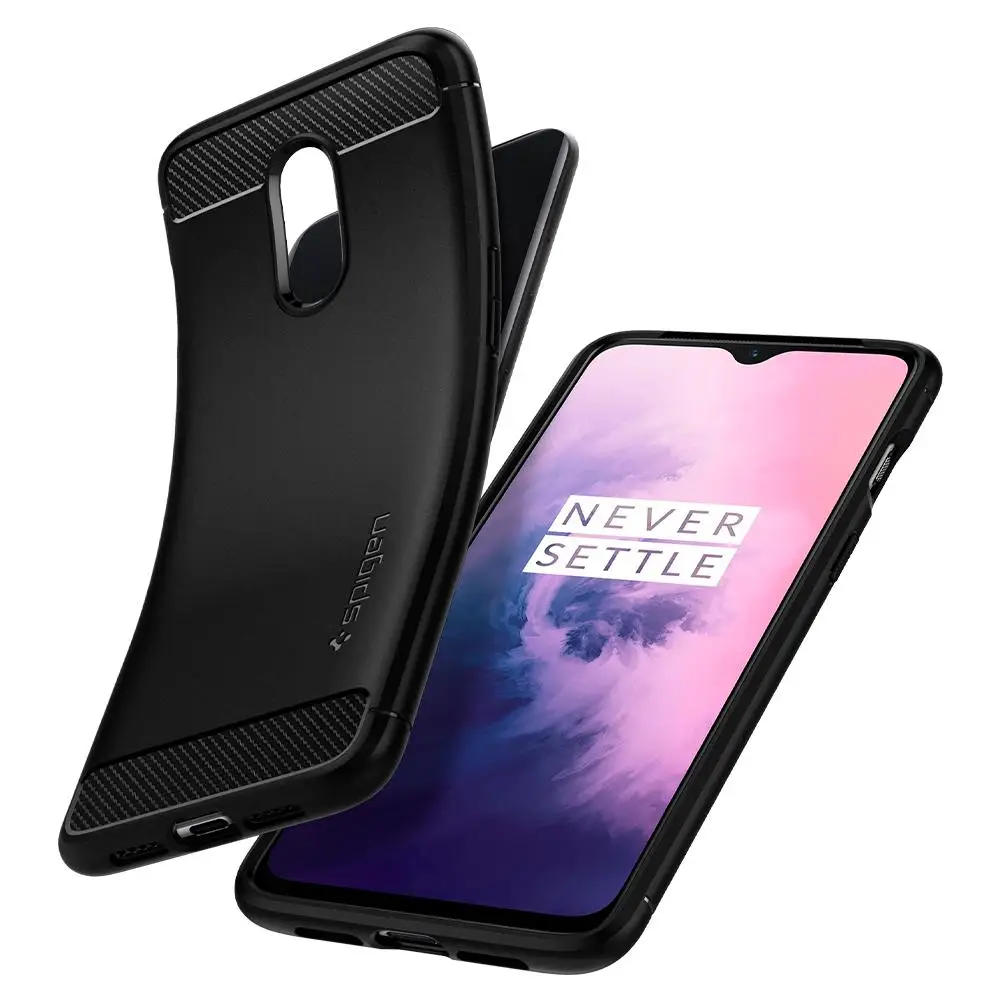 SPIGEN OnePlus 7/7 Pro/7 T/7 T Pro Чехол прочный армированный Матовый Черный Гибкий Мягкий ТПУ Противоскользящий ударопрочный чехол s