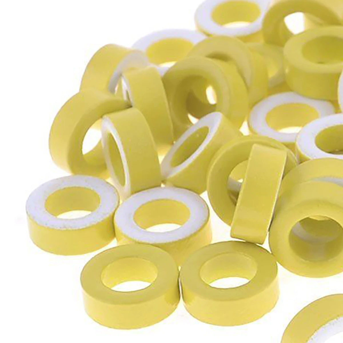 50pcs T50-26 Yellow White Ring Ferrite Cores Iron Ferrite Toroid Cores 7.5mm Inner Diameter For Inductors Power Transformers