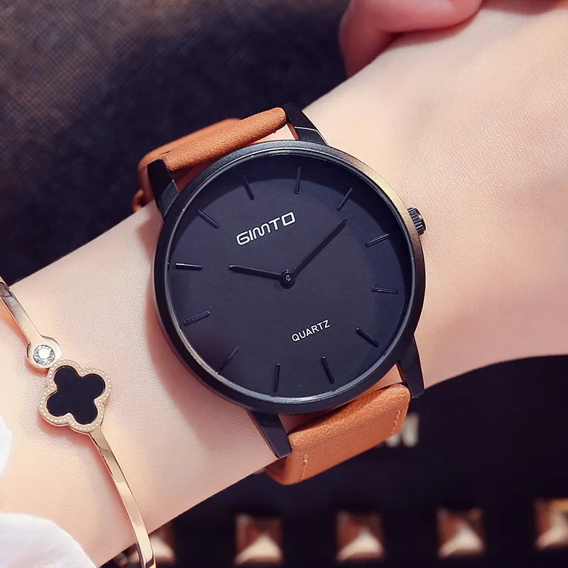 

GIMTO Simple Women Watches Retro Vintage Male Female Wristwatch Leather Fashion Girl Lovers Watch Quartz Clock Relogio Montre
