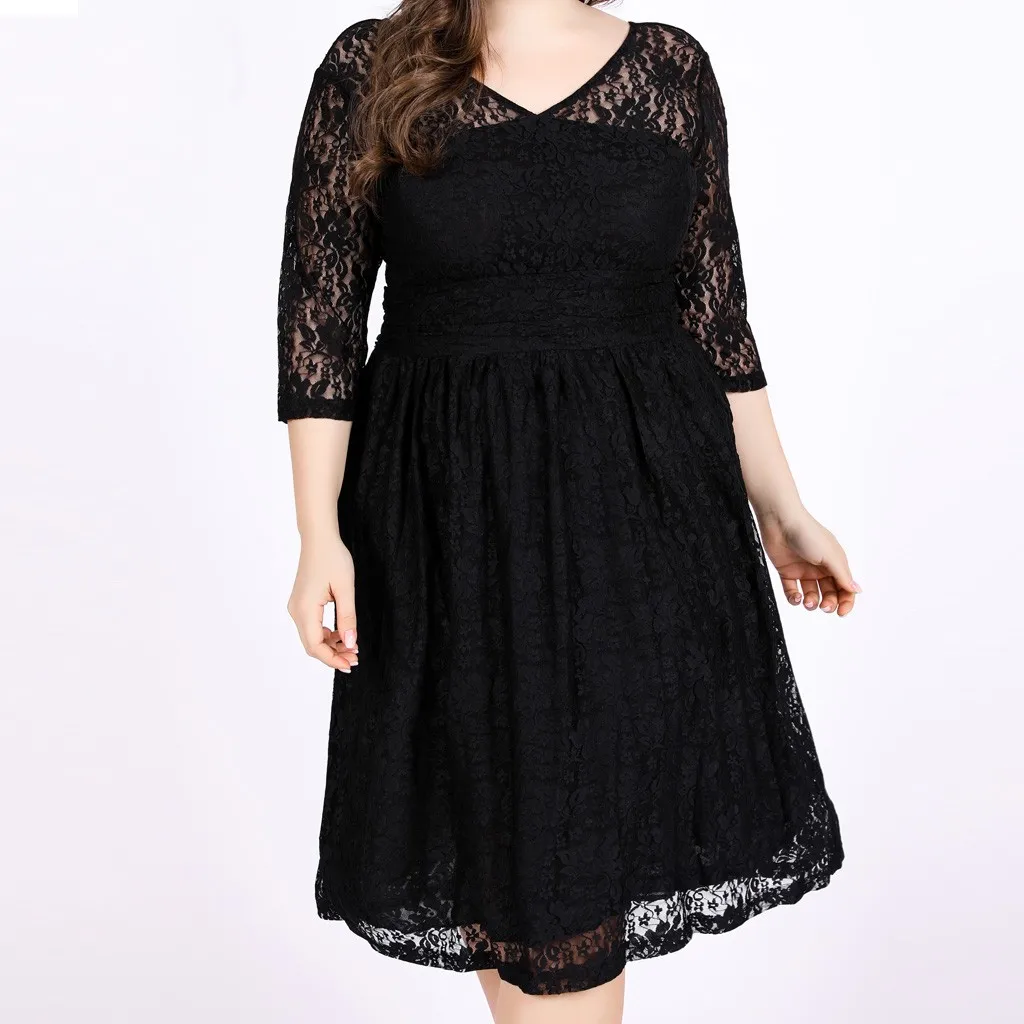 MISSOMO одежда 5XL женское платье Элегантное Черное Кружевное Платье размера плюс платье с поясом вечернее платье женское офисное платье 610