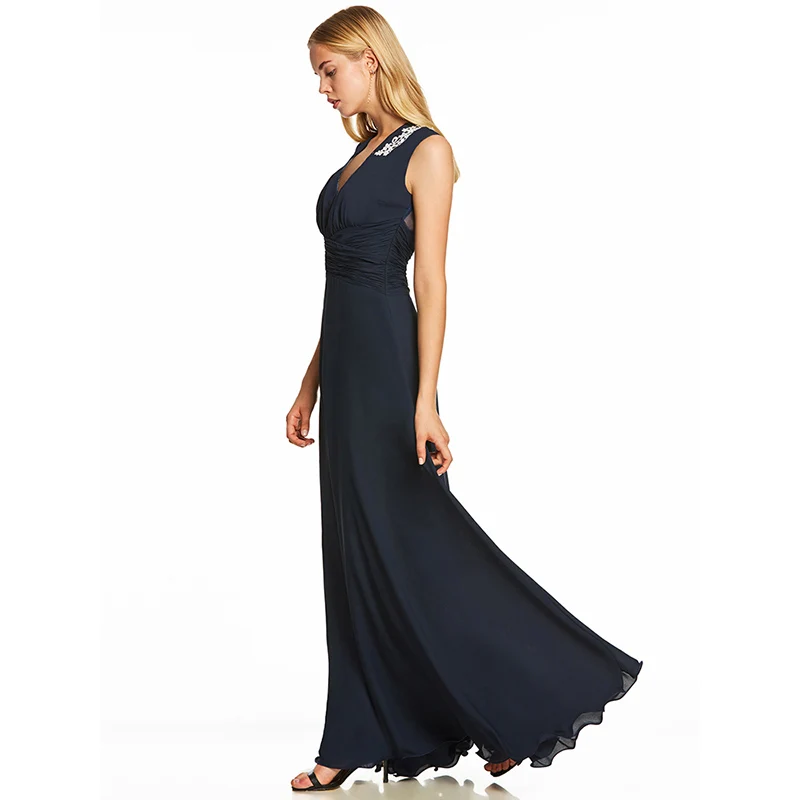Tanpell appliques empire evening dresses sexy black sleeveless floor length a line gown women v neck pleats formal evening dress Tanpell appliques empire evening dresses sexy black sleeveless floor length a line gown women v neck pleats formal evening dress