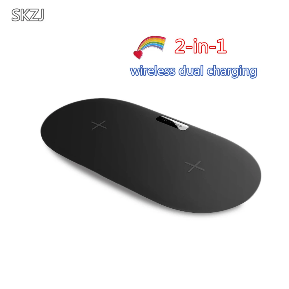 SKZJ Qi Wireless Charger 2 in 1 Double charge Docks for iPhone X 8 Plus 10W USB Wireless Charging for SamsungS8 S9 S7 Phone Fast SKZJ Qi Wireless Charger 2 in 1 Double charge Docks for iPhone X 8 Plus 10W USB Wireless Charging for SamsungS8 S9 S7 Phone Fast
