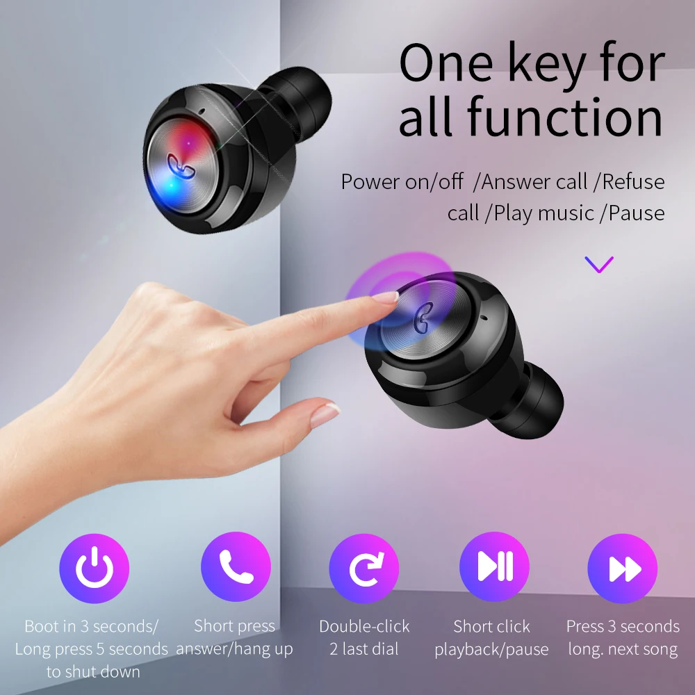 TWS Bluetooth 5 0 Earphone Stereo Wireless Earbuds HIFI Sound Sport Earphones Handsfree Gaming Headset Headphones with Mic Phone