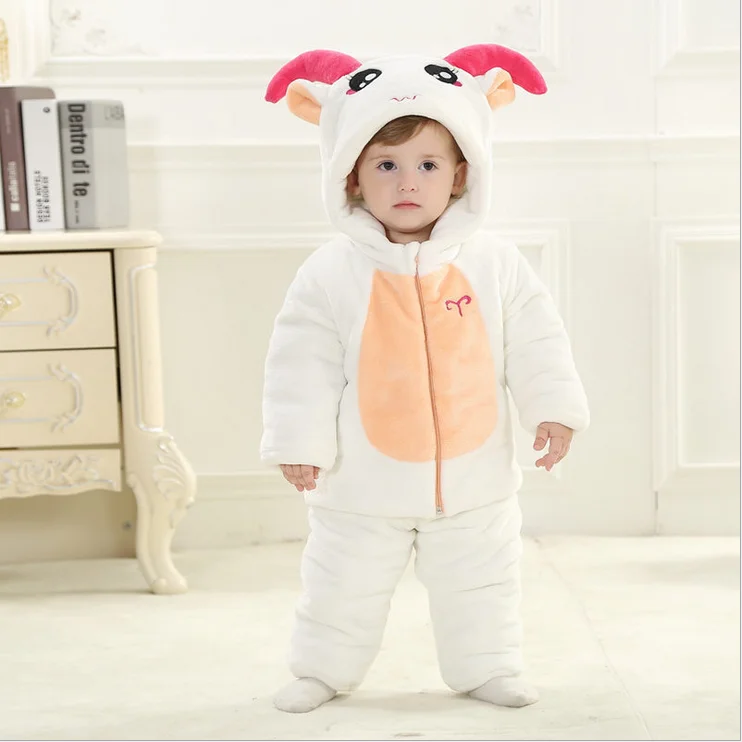 

Christmas Baby Rompers Girl White Fleece Romper For Newborn For 7-23 Infant Winter Clothes KJ-16011