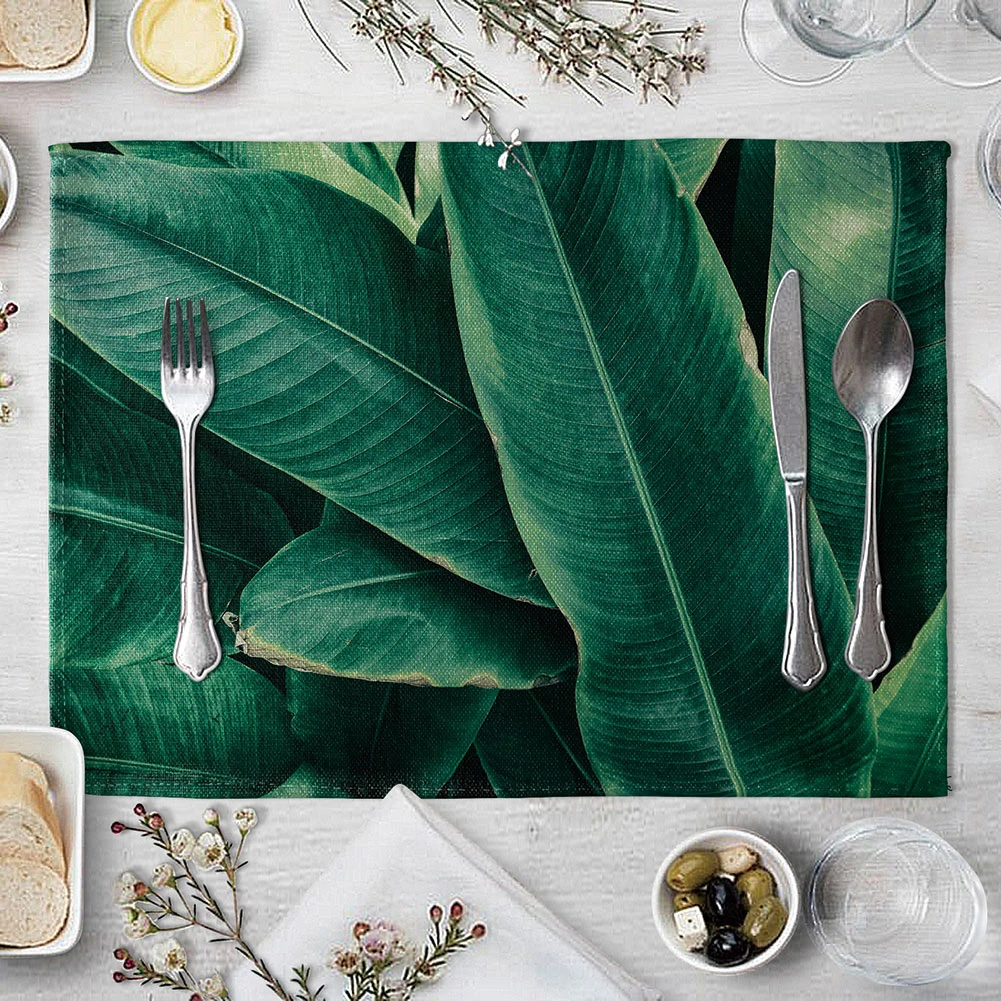 Зеленые листья шаблон обеденный стол коврик 42x32 см кухонная салфетка-подставка настольные коврики для столовой подставка в стиле «Вестерн»