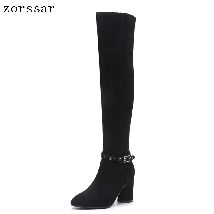 Bottes D'hiver 43 Nubuck Femelle Haut Genou Fourrure Carré Cuir Le Taille Daim De Sur Talon Chaussures Femmes Noir {zorssar} Longues En Mode 33 wU1cvnqYX