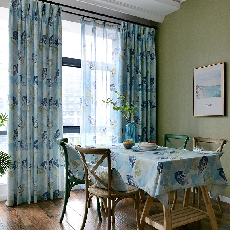 Topfinel новинки классические лист шторы для гостиной спальни кухни Тюль панель американский стиль синий и коричневый Занавески высококачественные