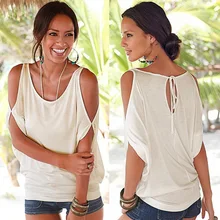 

Women Summer T shirt Casual Tops Short Sleeve T-shirts Solid Off Shoulder Shirts O-Neck Loose Tops Blusas Femininas