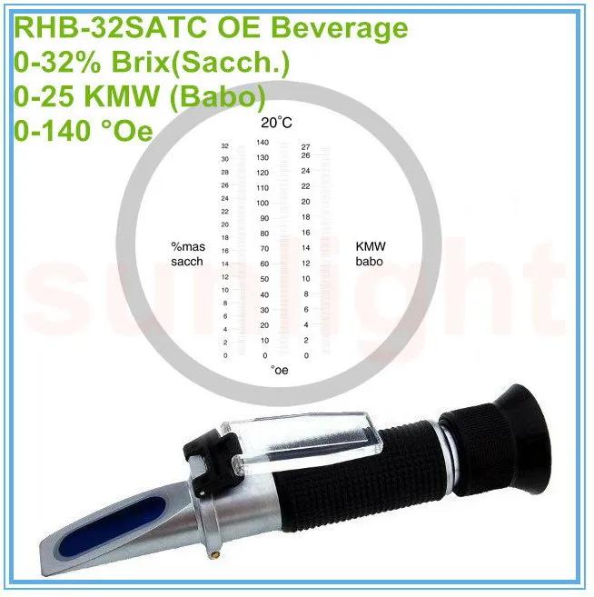 RHB-32SATC рефрактометр для напитков OE/KMW/Brix с пластиковой розничной коробкой и отслеживаемой службой доставки