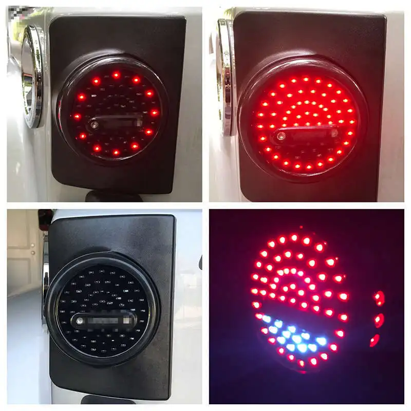 Jeep Wrangler JK JKU LED Round Tail Lights, Attractive Design and Enhanced Vehicle Safety, Running Brake Light, Turn Signal Reverse Light 1