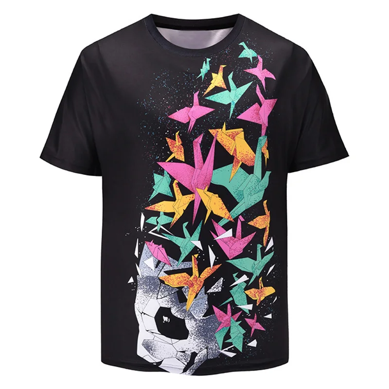 

Harajuku 3D Print Paper Cranes T shirt Men/women Hipster Black Tshirt Tees Tops Boys Hiphop Streetwear T-shirt Oversized Clothes