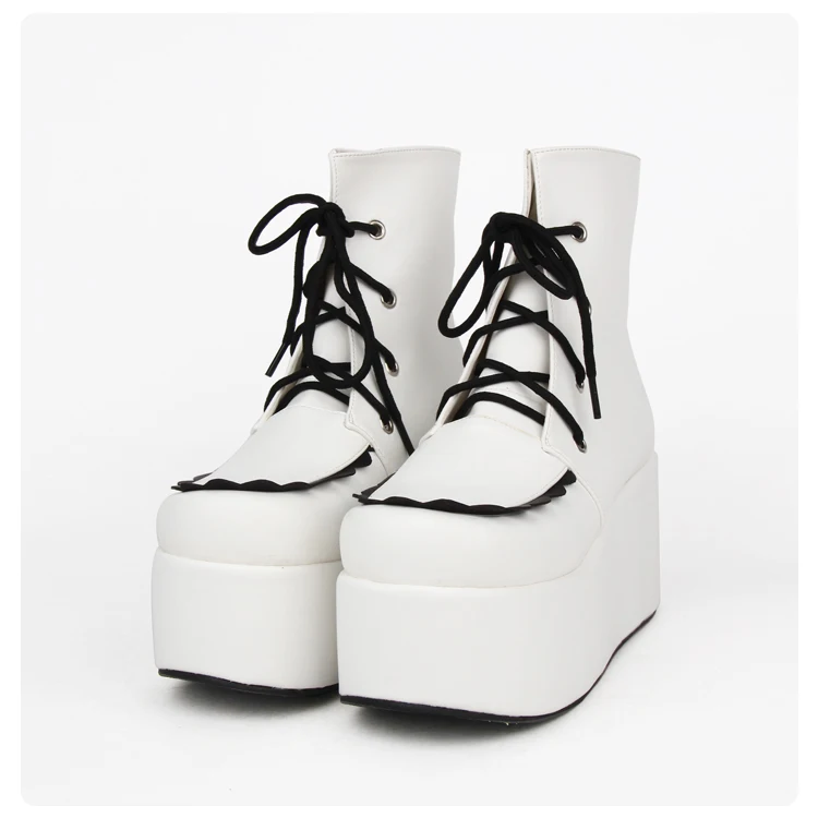 chunky white platform boots