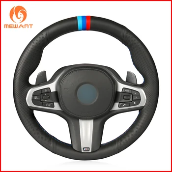 

MEWANT Black Genuine Leather Car Steering Wheel Cover for BMW G30 525i 530i 530d M550i M550d 2017 2018 G32 630i 640i M 2017 2018
