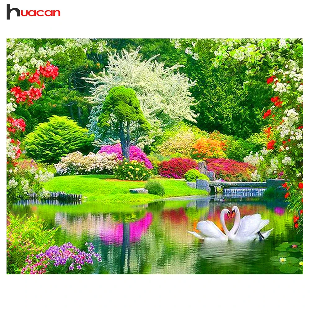 

Huacan DIY Diamond Painting Cross Stitch Summer Landscape Crystal Needlework Diamond Embroidery Full Diamond Mosaic Decorative