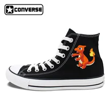 White Black 2 Colors Converse All Star Skateboarding Shoes Mens Womens Pokemon Charmeleon Anime Canvas Sneakers JH317 02