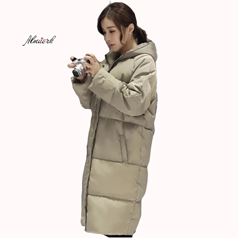 Couleur Rembourré Moyen Long Parkas Down smoke Femmes F102 Coton Solide Slim Femme Green De light Black Capuche Manteau Tempérament D'hiver Grande Gray Taille 2018 Veste 8xO68T0