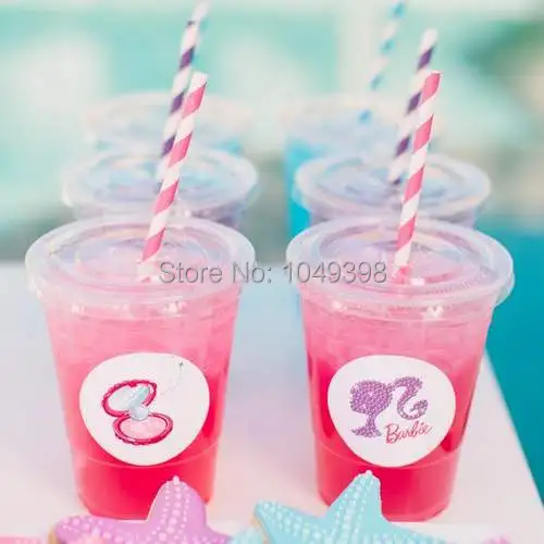 

[PGP] Clear Plastic Cups with Lids Drinks Beverage cup , fun for Ice Beverage Drinking Tea party Kids birthday Baby shower Party