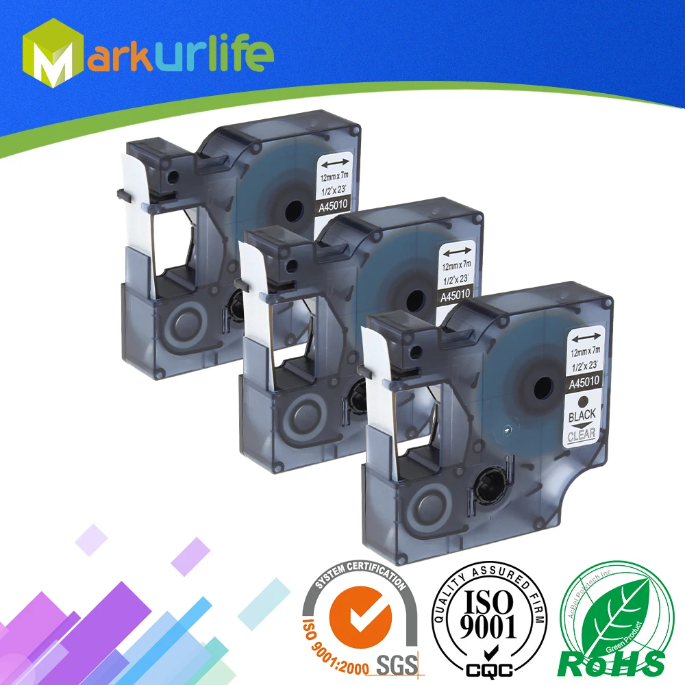 3 PCS 12mm replacement label Self Adhesive D1 Tape 45010(S0720500) for