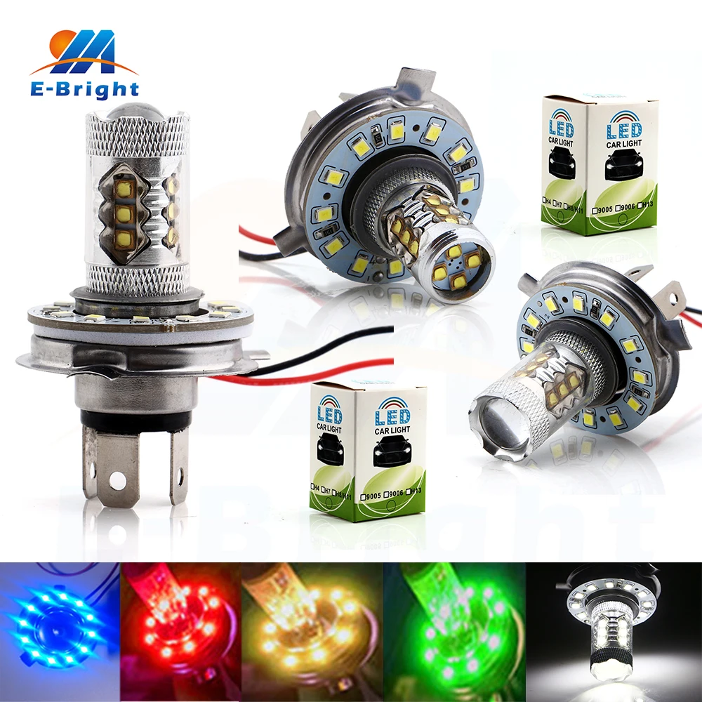 

2PCS 80W Led H4 Bulbs 3535 16 SMD With 40mm Angel Eye 3528 12 SMD DC 12V Auto Light For Motorcycle Car Headlight