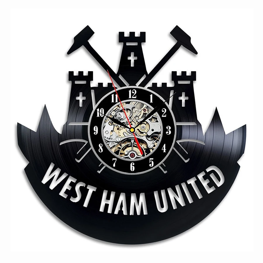 West Ham Соединенные настенные часы с 7 сменами цвета Виниловая пластинка светодиодный настенные часы Современное украшение дома подарки для любителей футбола - Цвет: NO LED
