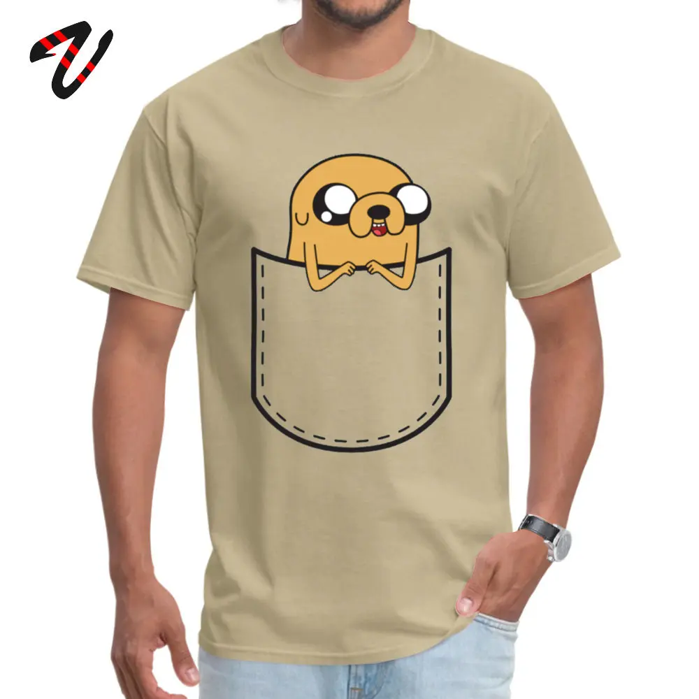 Adventure Time Pocket Jake Retro Men Top T-shirts O Neck Short Sleeve 100% Cotton Tops Shirts Normal Top T-shirts Adventure Time Pocket Jake 963 beige