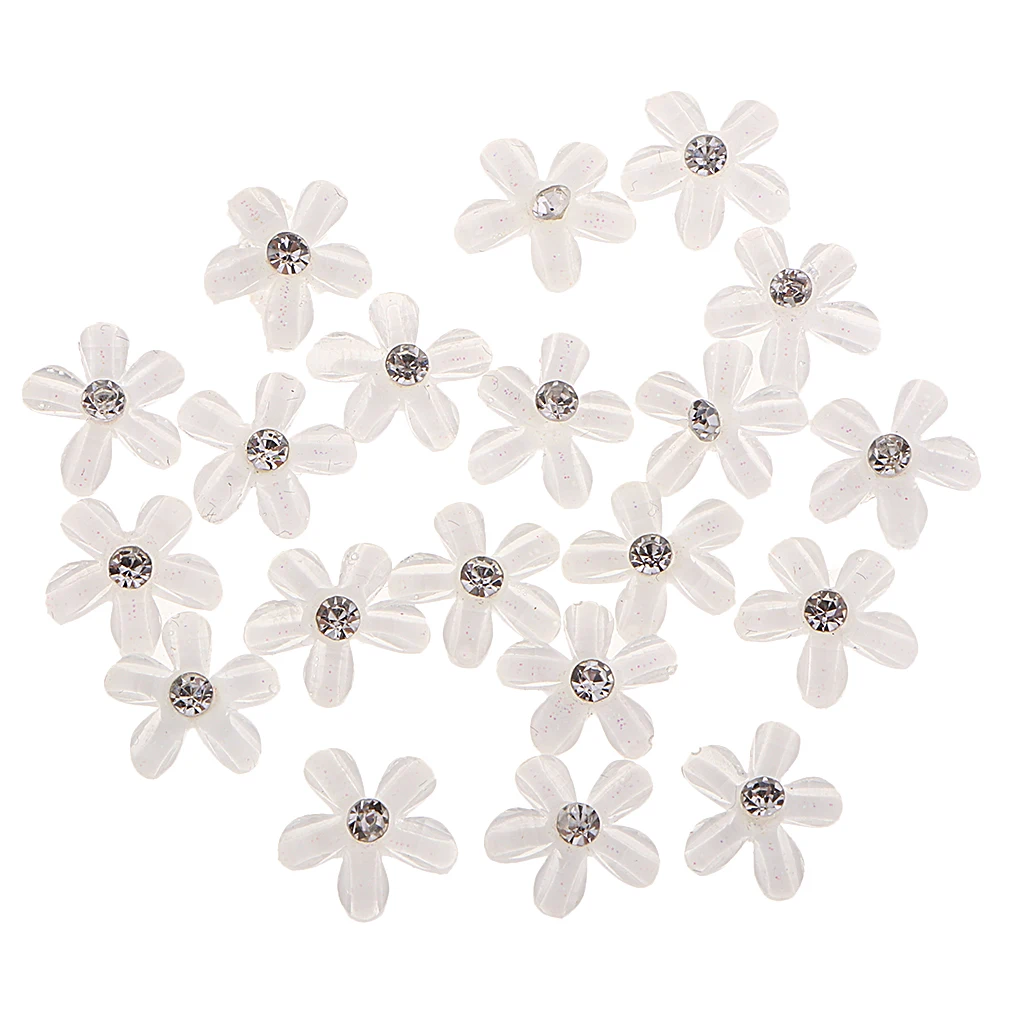 20Pc 9mm Resin Embellishments Rhinestone Flowers Flatback Buttons for Wedding Party Home Decoration DIY Sewing Crafts Bow Center