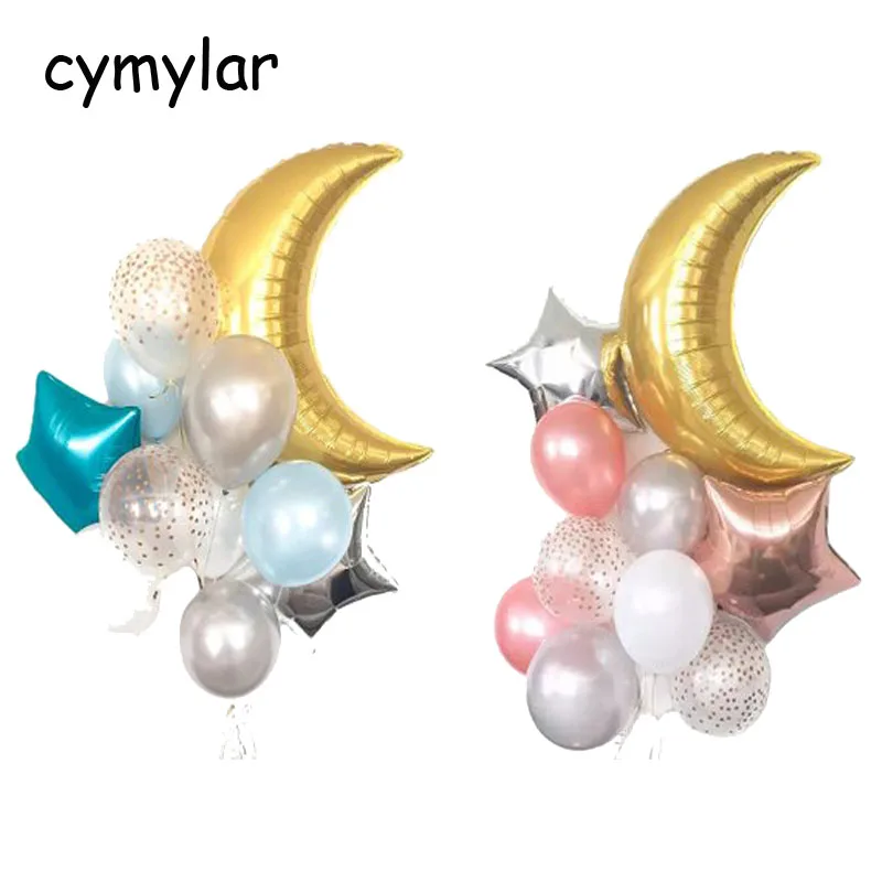 

36 inch silver gold moon star ballon confetti latex balloons birthday party decoration Wedding Valentine's day supplies globos