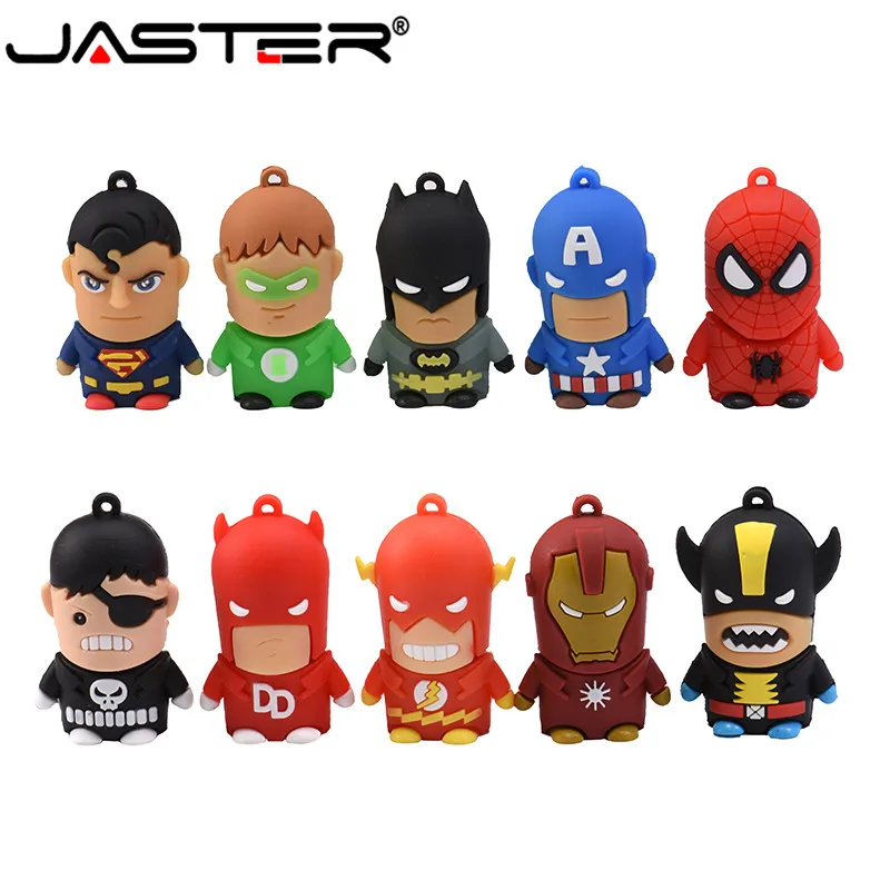 

JASTER USB 2.0 new cartoon cute superman batman flash drive spiderman memory stick usb pen drive 4GB 8GB 16GB 32GB 64GB gift