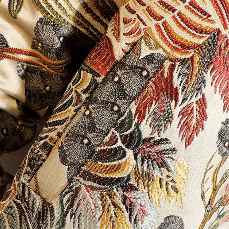 2019 Men Streetwear College Baseball Jackets Autumn Coat Japan Style Mens Floral & Crane Embroidery Bomber Jacket Stand Collar