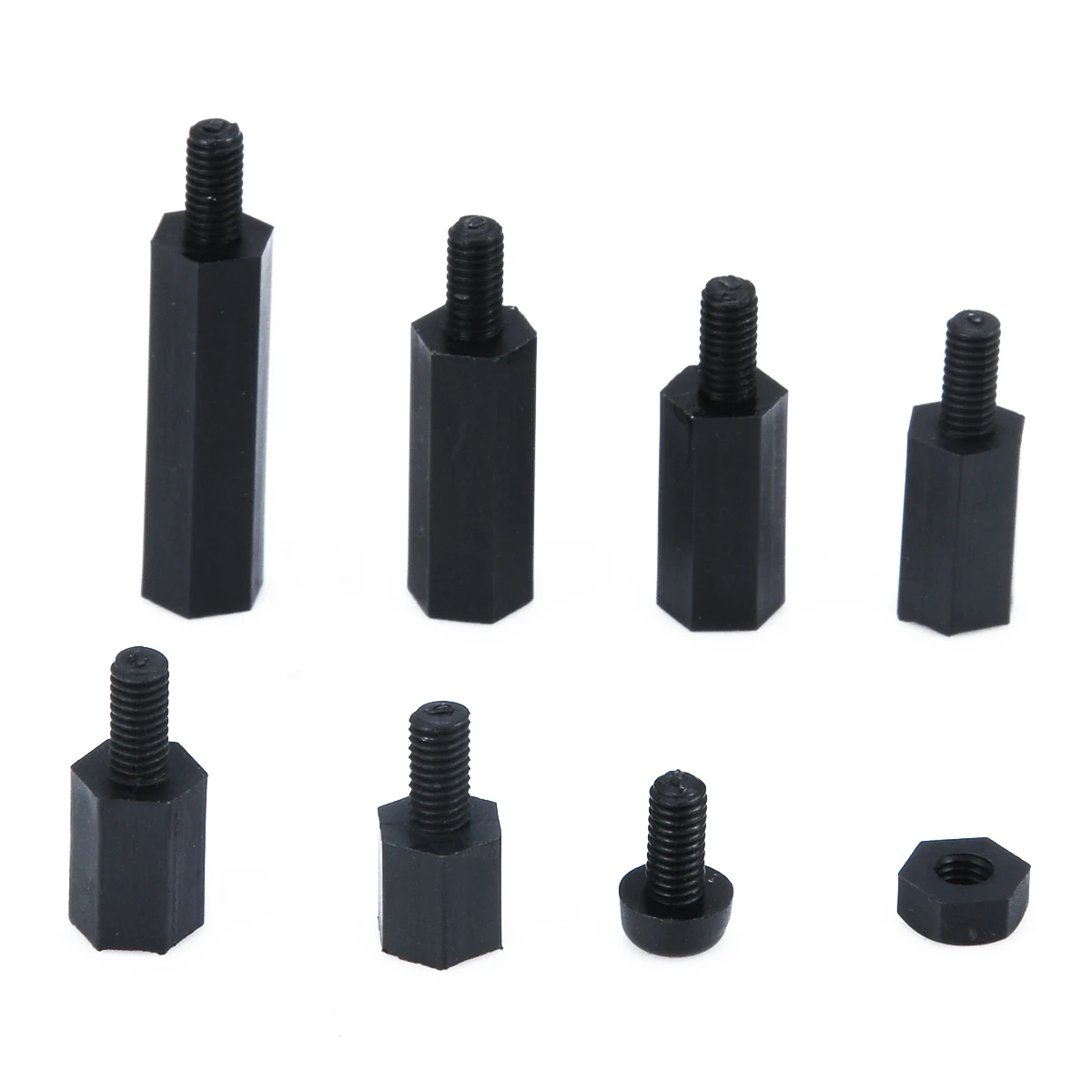 180pcs Practical Black M3 Nylon Hex Spacers Screw Nut Stand-off Kit Fasteners With Plastic Box For PC Board Electronics Computer