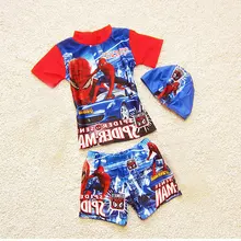 Новинка года; сезон весна-лето; детский купальник для мальчиков; детский купальный костюм с человеком-пауком для мальчиков