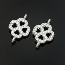 6 шт. покрытая серебром эмаль клевер счастливые соединители подходят для изготовления ювелирных изделий браслет фурнитура Аксессуары DIY ремесло 20x13 мм