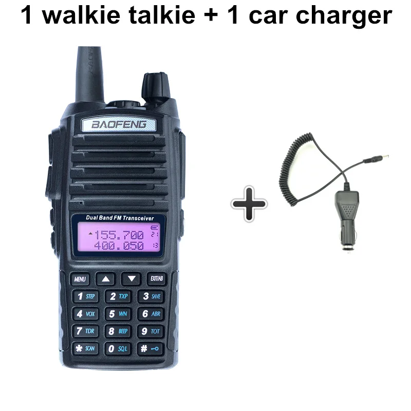 Baofeng UV-82 иди и болтай Walkie Talkie 8 Вт Dual PTT двухстороннее радио двухдиапазонный Портативный UV 82 трансивер UV82 Woki токи сертификатом от сертификационной радиостанций 50 км - Цвет: Add a car charger
