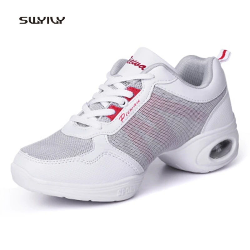 SWYIVY Ladies Dance Sneakers Soft Breathable Female Modern Dance Shoes 2018 New Light Weight Square Dance Shoes For Women