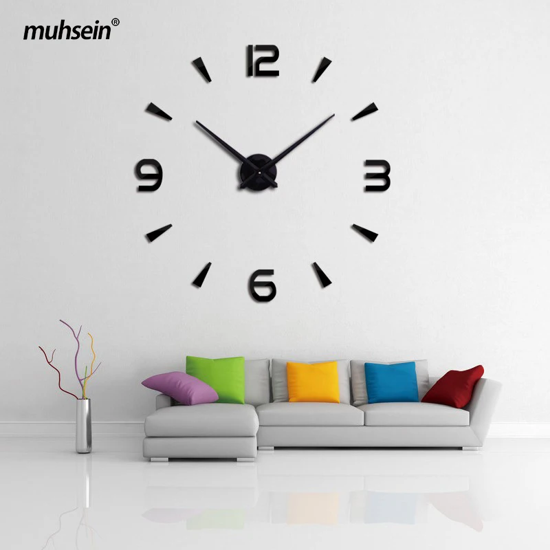 Muhsein 2019 новые настенные часы акриловые металлические зеркальные Большие