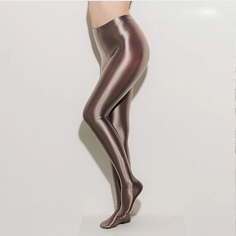 LEOHEX нейлоновый блеск сексуальный Bas сатин Brillant непрозрачные Collants pantalon brillant сексуальные колготки Mince Taille Haute Thights Femmes - Цвет: brown