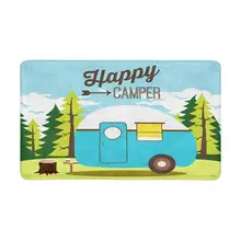 Happy Camper. Крытый половик у двери 30X18 дюймов, поддержка Нескользящие двери коврики Входные Коврики домашний декор