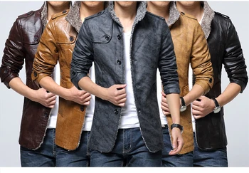 

Men Leather Suede Jacket Fashion Autumn Motorcycle PU Leather Male Winter Bomber Jackets Outerwear Faux Leather Coat Jacket