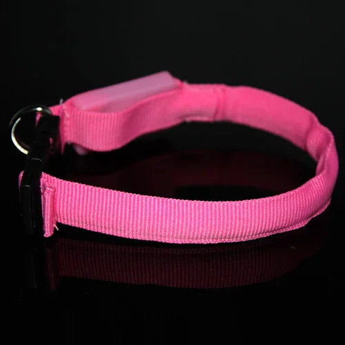 Собака одежда маленькая Размеры светодиодный нейлоновый ошейник безопасности свет-up, мигающее сияние, ошейник для собак - Цвет: Розовый