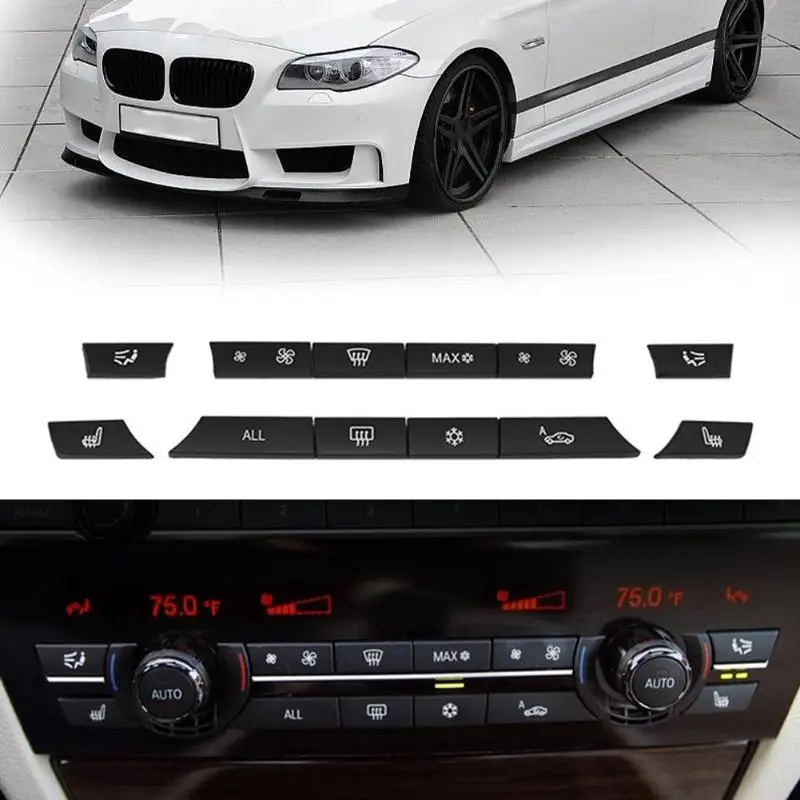 

12Pcs Car Auto Air Conditional Button Key Caps A/C Heater Switch Kit Car-styling For BMW F07 GT/F10/F11 F01/F02 525 730